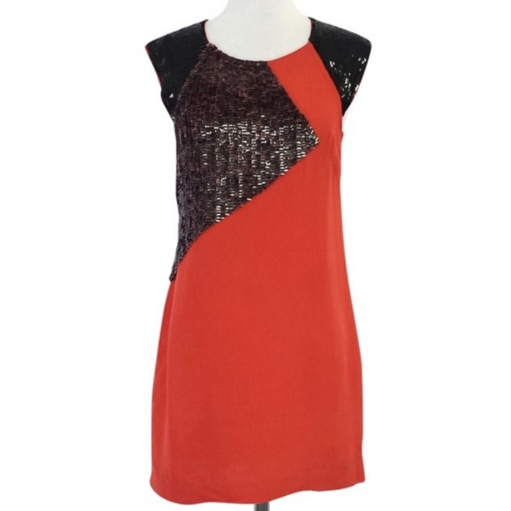 French Connection Orange Sequined Shift Dress